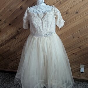 Elegant Cream Lace  Dress